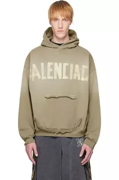 Худи с прорезными карманами на липучке Balenciaga, зеленый