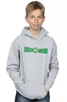 Худи с текстовым логотипом Green Lantern DC Comics, серый