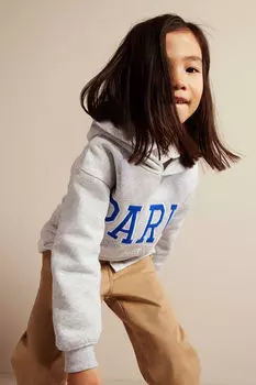 Худи с текстовым мотивом H&M, серый