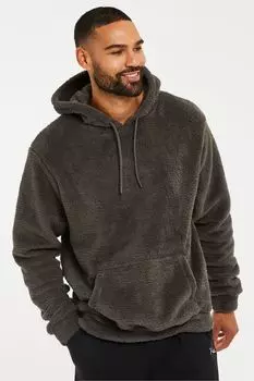 Худи с уютной дубленкой из коллекции домашней одежды Threadbare, серый