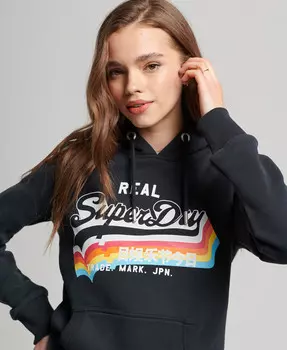 Худи с винтажным логотипом Superdry, синий