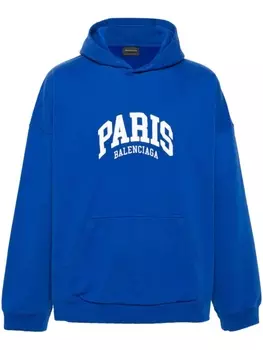 Худи с вышитым логотипом Balenciaga, синий