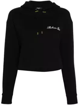 Худи с вышитым логотипом BALMAIN, черный