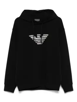 Худи с вышитым логотипом Emporio Armani, черный