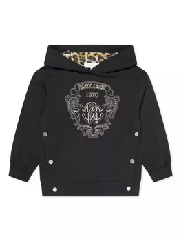 Худи с вышитым логотипом Roberto Cavalli Junior, черный