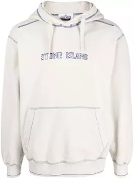 Худи с вышитым логотипом Stone Island, нейтральный цвет