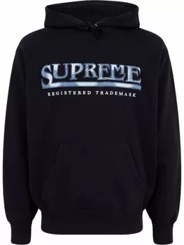 Худи с вышитым логотипом Supreme, черный