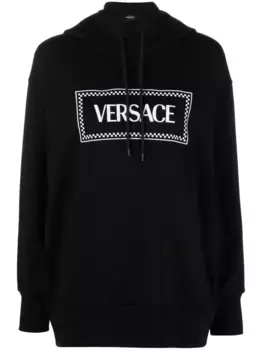 Худи с вышитым логотипом VERSACE, черный