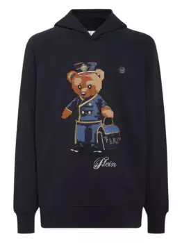 Худи с вышивкой Philipp Plein, синий