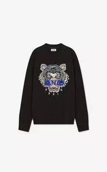 Худи с вышивкой Tiger Kenzo, черный