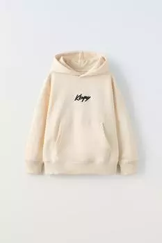 Худи с вышивкой ZARA, экрю