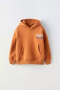 Худи с вышивкой ZARA, апельсин