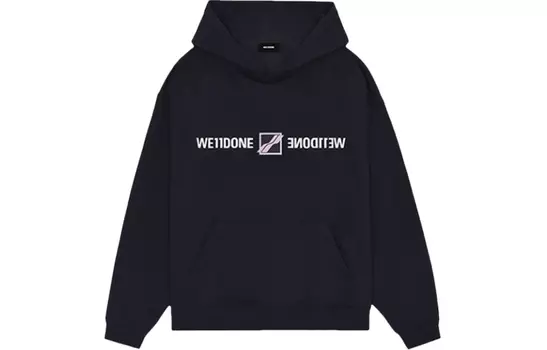 Худи с заплаткой и зеркальным логотипом WE11DONE, черный