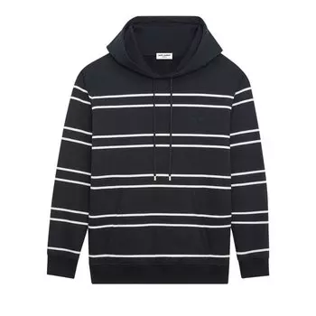 Худи Saint Laurent Striped Drawstring 'Black/Natural', черный