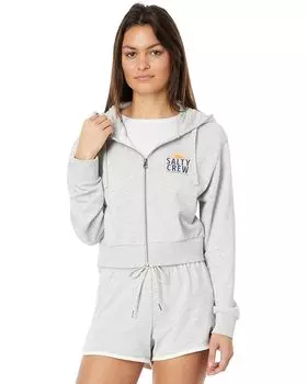Худи Salty Crew Cruisin Crop Full Zip, цвет Athletic Heather