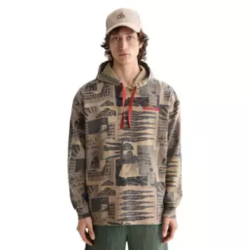 Худи Scotch & Soda Loose Fit Overdyed All Over Printed, коричневый