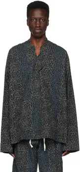 Худи серо-коричневого цвета с леопардовым принтом South2 West8