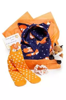 Худи Sleepy Fox Snuggle из сверхмягкого флиса, носки в тон и подарочная коробка Fox Teddy Fox In A Box, оранжевый