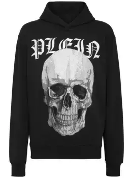 Худи со стразами и принтом Skull Philipp Plein, черный