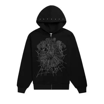 Худи Sp5der OG Web Studded Zip Hoodie Black, черный