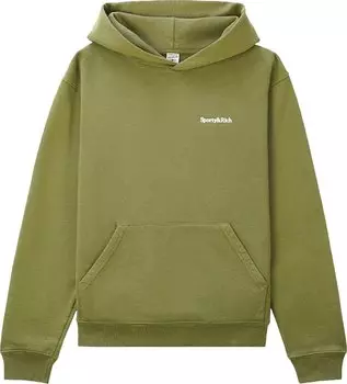 Худи Sporty & Rich Serif Logo Hoodie 'Olive/White', зеленый