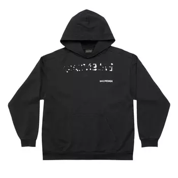 Худи среднего кроя Balenciaga, цвет Черный/Белый