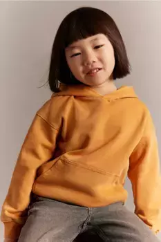 Худи стираного вида с принтом H&M, коричневый