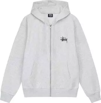 Худи Stussy Basic Zip Hoodie 'Ash Heather', серый