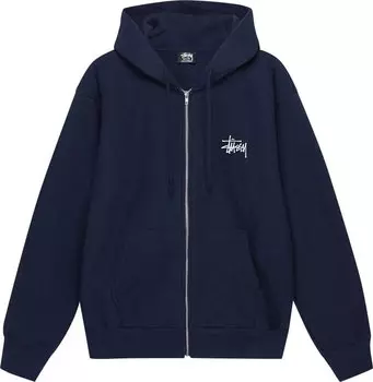 Худи Stussy Basic Zip Hoodie 'Navy', синий