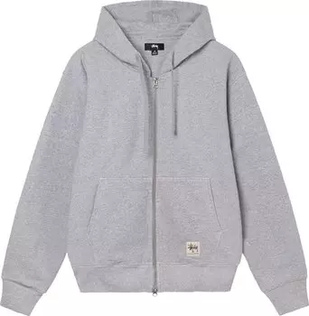 Худи Stussy Double Face Label Zip Hoodie 'Grey Heather', серый