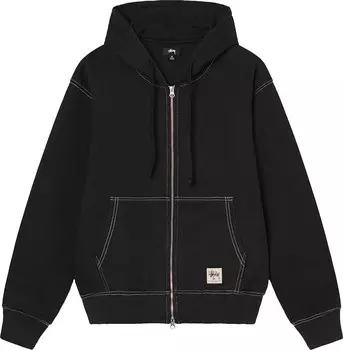 Худи Stussy Double Face Label Zip Hoodie 'Black', черный
