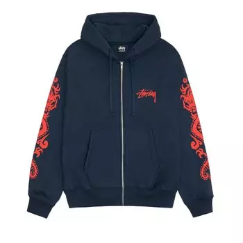 Худи Stussy Dragons Zip Hoodie, синий