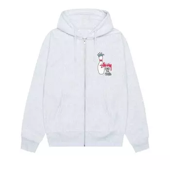 Худи Stussy Kingpin Zip Hoodie Ash Heather, серый