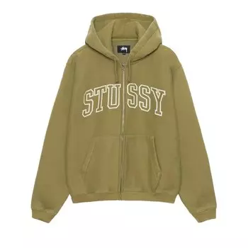 Худи Stussy Outline Zip Hoodie, зеленый