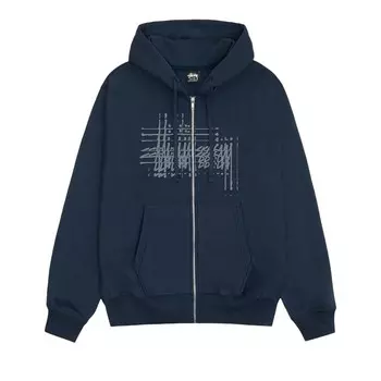 Худи Stussy Refracted Zip Hoodie, темно-синий