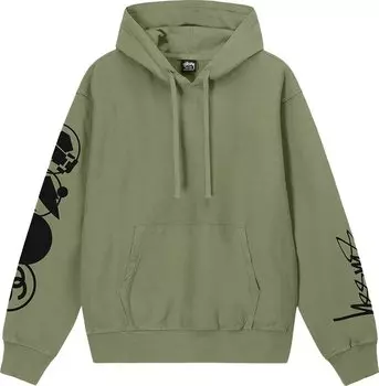 Худи Stussy Stacked Pigment Dyed Hoodie 'Artichoke', зеленый