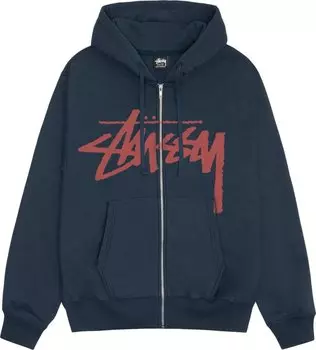 Худи Stussy Stock Zip 'Navy', синий