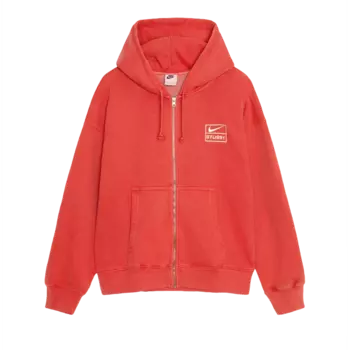 Худи Stussy x Nike Pigment Dyed Fleece Zip 'Habanero Red', красный