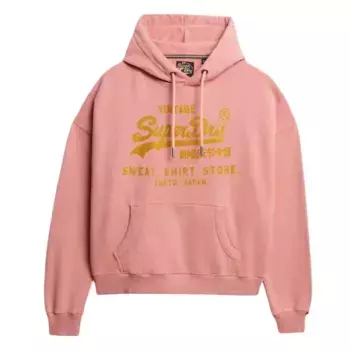 Худи Superdry Embellished Vl Relaxed Fit, розовый