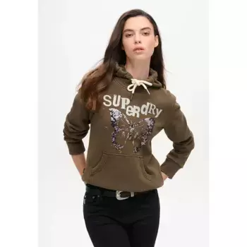 Худи Superdry Embroideredellished Punk, зеленый