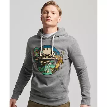 Худи Superdry Japanese Vintage Logo Graphic, серый