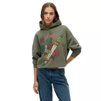 Худи Superdry Neo Trad Tattoo Relaxed Fit, зеленый