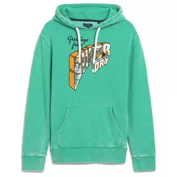 Худи Superdry Neon Travel Graphic Loose, зеленый