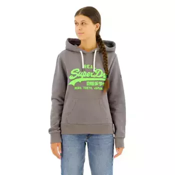 Худи Superdry Neon Vl Embroidered Graphic, серый