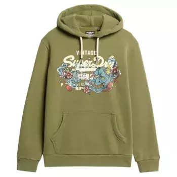 Худи Superdry Tokyo Vl Graphic, зеленый