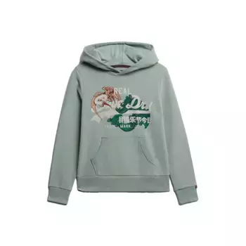 Худи Superdry Tokyo Vl Relaxed Fit, зеленый