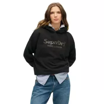 Худи Superdry Venue Metallic Relaxed, черный