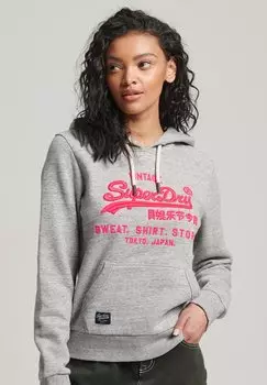 Худи Superdry Vintage Logo, атлетический серый меланж
