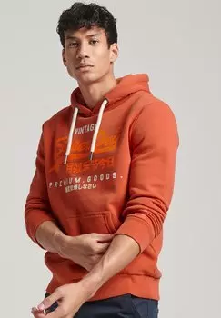 Худи Superdry Vintage Logo Premium Overdyed, осенняя глазурь коричневая