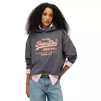 Худи Superdry Vl Metallic Relaxed, серый